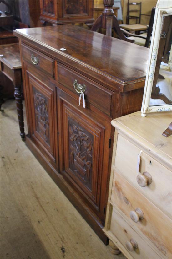 Victorian carved walnut side cabinet